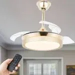 36 in. LED French Gold Retractable Ceiling Fan with Light Kit and Remote Control