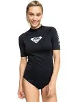 NWT Black ROXY Whole Hearted Short Sleeve UPF 50 Rashguard Top Sz Small