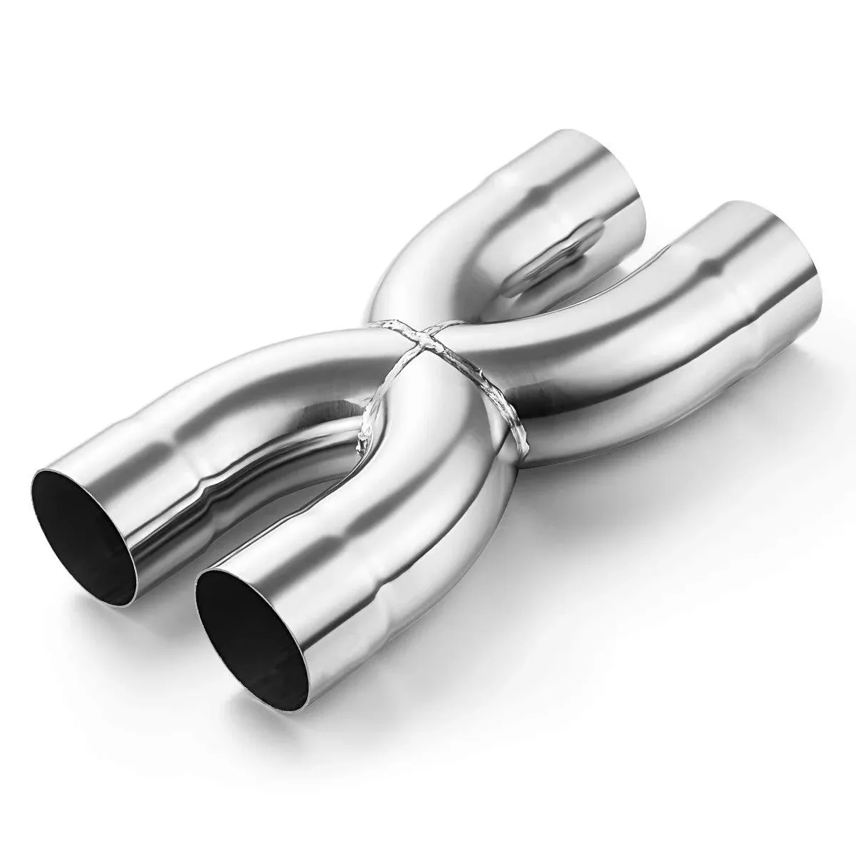 A-KARCK Exhaust Tip X Pipe 2.5” Inlet, Dual 2.5” Inlet Dual 2.5” Outlet Muffler Tip, Crossover X Pipe Stainless Steel Weld On