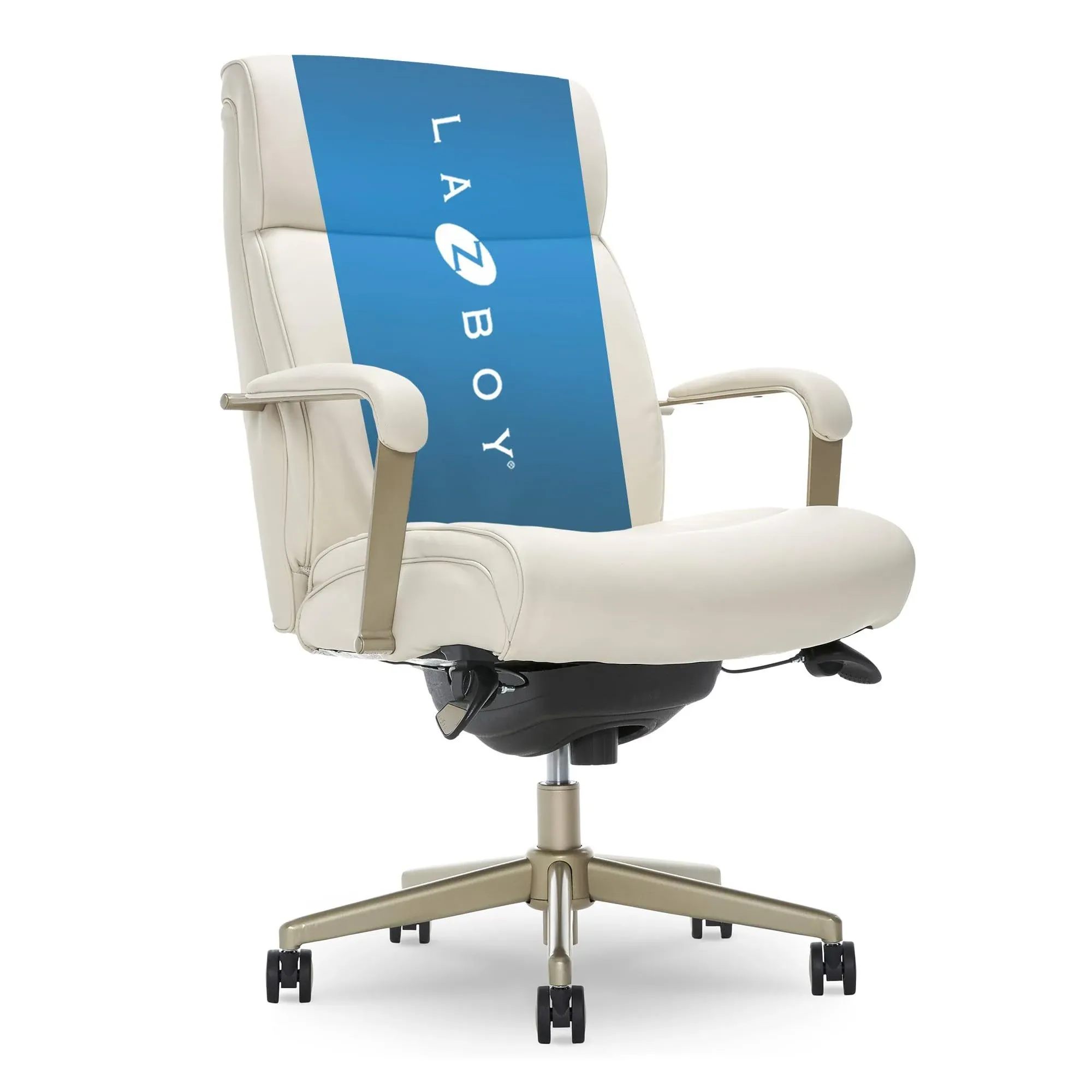 La-Z-Boy Modern Melrose Executive Office Chair Ivory White Bonded Leather