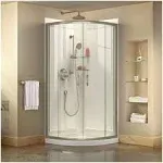 DreamLine Prime 33 in. x 76 3/4 in. Semi-Frameless Clear Glass Sliding Shower Enclosure in Satin Black with Base and Backwalls