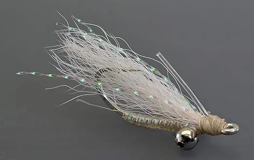 6 Flies - White Crazy Charlie Bonefish Flies - Mustad Saltwater Duratin Hooks