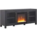 Henn&Hart Charcoal Gray TV Stand with Crystal Fireplace Insert