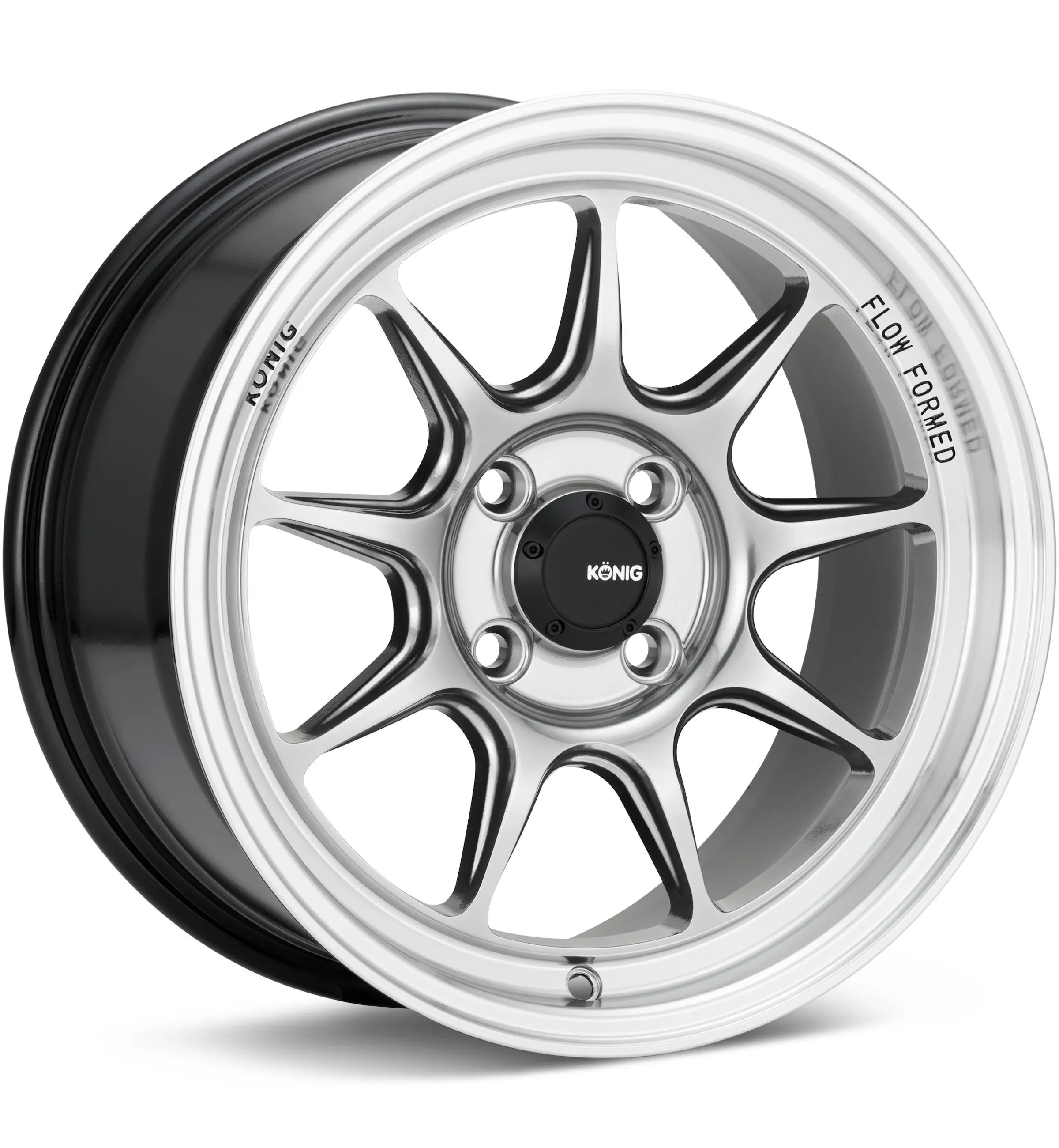 KONIG COUNTERGRAM WHEEL 15X8&#034; 4X100 +25MM OFFSET HYPER CHROME WITH MACHINED LIP