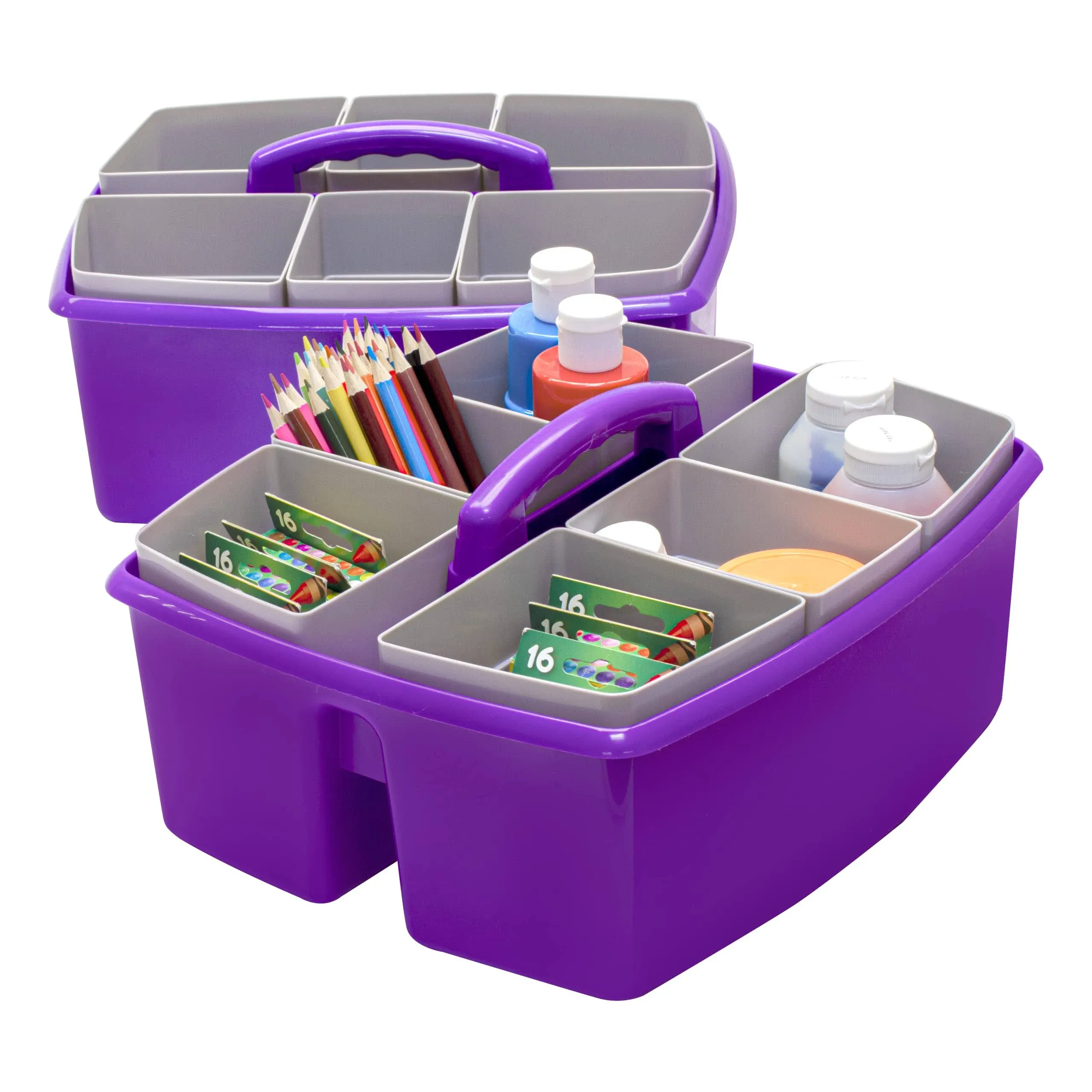 Storex Large Caddy with Sorting Cups, 2-Pack - Purple