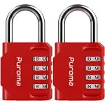 Puroma 2 Pack Combination Lock 4 Digit Locker Lock Outdoor Waterproof Padlock for School Gym Locker, Sports Locker, Fence, Toolb