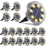 Solar Ground Lights 16Pack, Garden Solar Lights Outdoor Waterproof Solar Pathway Lights Bright In-Ground Lights Outdoor Lighting Decor for Lawn, Patio , Yard, Driveway, Step and Walkway Warm Light