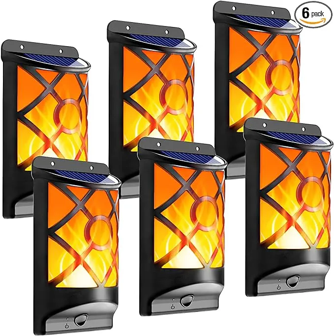 LazyBuddy Solar Flame Lights Outdoor, Flickering Flames Solar Wall Light, 66L...