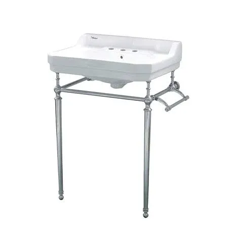 Whitehaus Collection WHV024-L33-3H-C Console Sink, 23.5"L x 20"W x 33"H, White/Polished Chrome