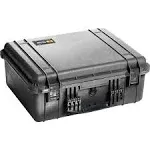 Pelican 1550 Case by ColorCase - Black - Medium Size Waterproof Case with Pick & Pluck Foam Set & Convoluted Lid Foam - Silver Handles & Latches