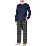 Men’s Pajama Set Pajamas For Men 2 Piece PJ Set with Cotton Flannel Men Pajama Pants and Long Sleeve Henley T-Shirt