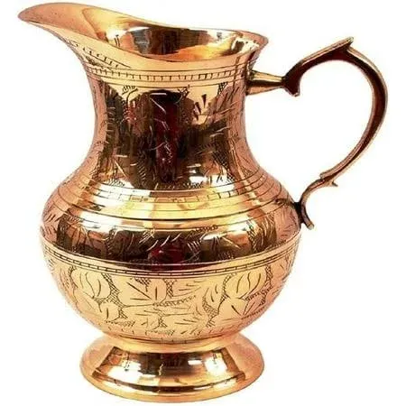 Embossed Design Mughlai Style Brass Jug Pitcher, Drinkware &amp; Tableware, 1050 ML