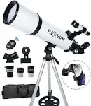 Hexeum Telescope 80mm Aperture 600mm - Astronomical Portable Refracting, Fully Multi-Coated High Transmission Coatings AZ Mount with Tripod Phone