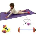 Redmon Fun & Fitness for Kids Complete Fitness Set, Dumbbells, Barbell Set, Yoga Mat, Adjustable Jump Rope, Jump Rope Trainer Video