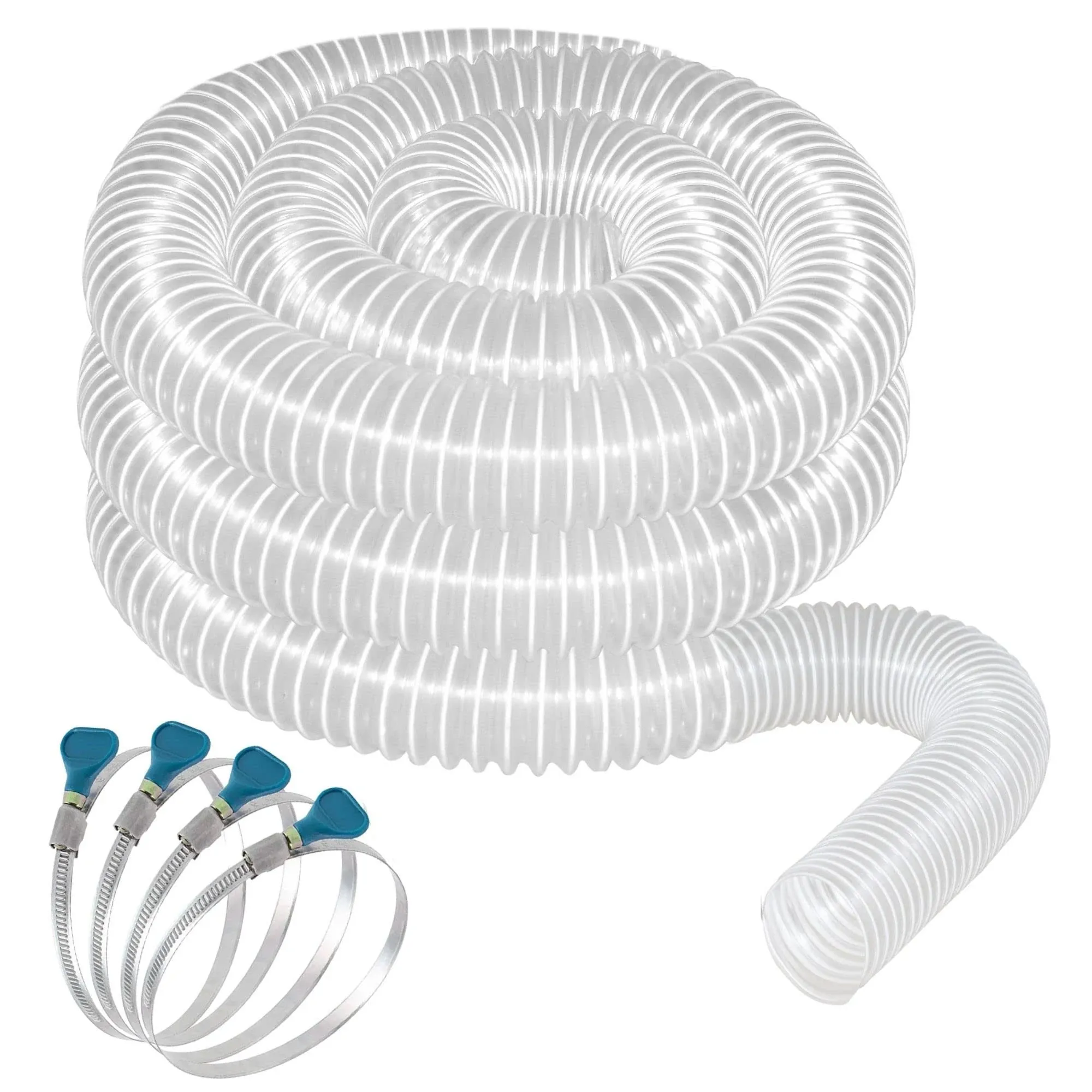 2 1/2" x 20' Heavy PVC Dust Collection Hose, Flexible Clear PVC Fume Collection Hose with Carbon Steel Wire Coil, Puncture Resistant PVC Dust Collection Hose for Dust Collectors with 2 1/2" Ports