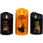 Disney Hocus Pocus Set of 3 LED Flickering Flameless Candles With Automatic Timers | Officially Licensed Collectible