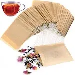 300PCS Disposable Tea Filter Bags with Drawstring | 100% Natural & Safe Loose Leaf Tea Empty Tea Bags, 1-Cup Capacity