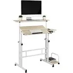 Mind Reader Mobile Sitting, Standing Desk, White