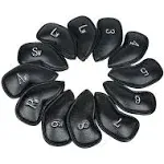 Sword &Shield Sports 12pcs Thick Synthetic Leather Golf Iron Head Covers Set Headcover Fit All Brands Titleist, Callaway, Ping, Taylormade, Cobra,