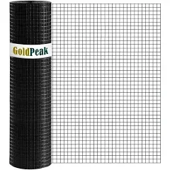 GoldPeak Black Hardware Cloth - 36in. x 50ft. 1/2 inch Mesh 19 Gauge - Vinyl Coated Wire Mesh Roll Garden Fence Chicken Coop Cover Wire Fencing