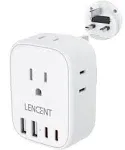 LENCENT US to UK Ireland Travel Plug Adapter, Grounded Type G Outlet Adaptor with 4 USB Charger(2 USB C), 4 Outlets Converter for USA to Dubai