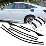 Xotic Tech 6pcs Glossy Black Car Exterior Door Window Edge Vinyl Sticker Trim Window Pillar Molding Decal for Honda Accord Sedan 2018 2019 2020 2021