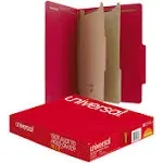 Universal - Pressboard Classification Folders, Letter, 6-Section, Ruby Red, 10/bx