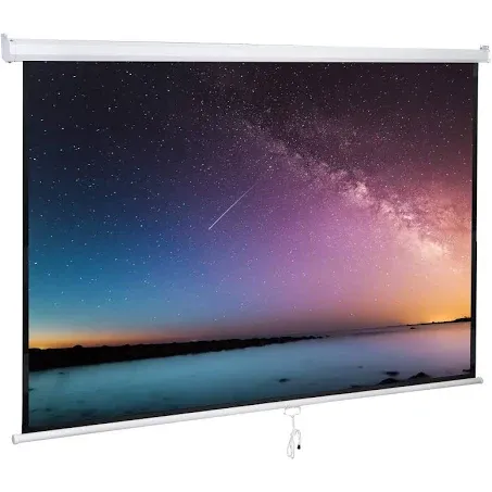 SUPER DEAL 80'' 16:9 HD Projection Screen Foldable Anti-Crease Portable Projector Movie Screen Manual Pull Down for Home Theater Presentation Education Outdoor Indoor Public Display