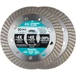 Makita X LOCK  E-07222 Turbo Rim Diamond Blade Masonry 4-1/2&#034; 2 Pack (2 Blades)