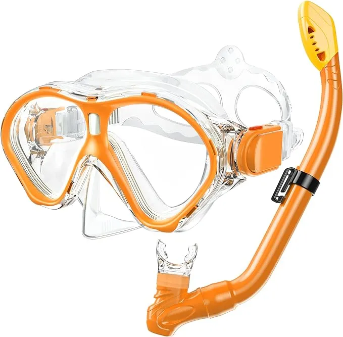 Gintenco Kids Snorkel Set, Diving Mask for Children As unisex Kids Swimming Goggles, Anti-Fog Diving Mask and Dry Top Snorkel Combo Set for Junior