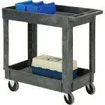 Global Industrial Plastic 2 Shelf Tray Service & Utility Cart 34 x 17 5" Rubber Casters