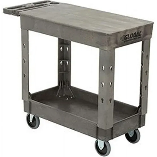 Global Industrial&#153; Flat Top Utility Cart w/2 Shelves 38"L x 17-1/2"W x 32-1/2"H Gray