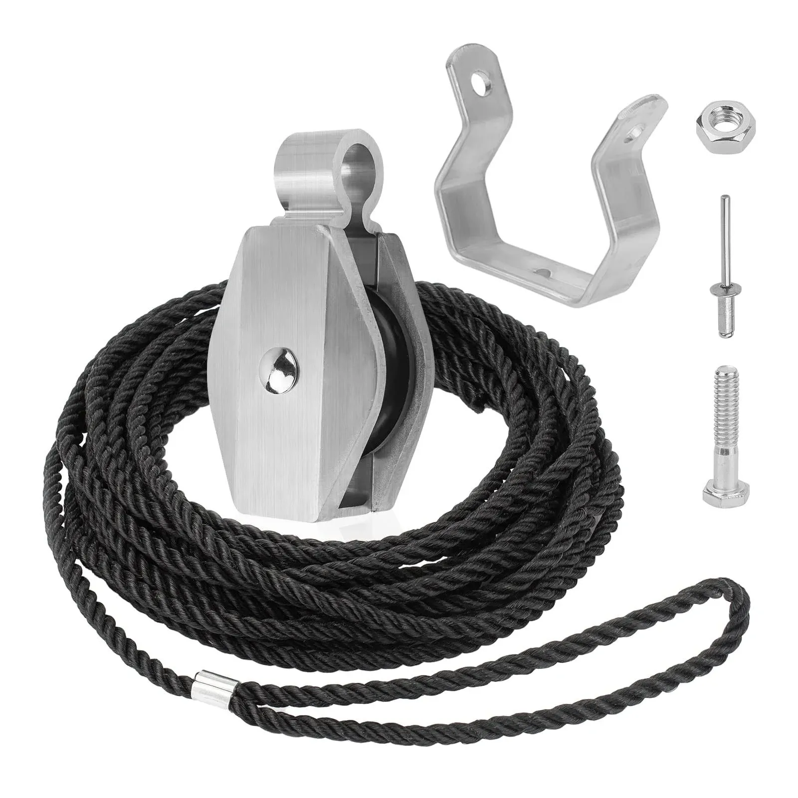 GRONGU Extension Ladder Rope &amp; Pulley Kit Replacement Part Compatible Black 