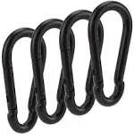 OWAYOTO Carabiner 3 inch Black Spring Snap Hook Steel Clip Link Buckle Heavy Duty 8x80mm 4pcs for Outdoor Camping Hiking Hammock Swing