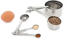 Measuring Cup Spoon Set 8 Piece Premium Stainless Steel Deluxe 