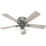 "Hunter 52'Ceiling Fan in Matte Silver from the Crestfield collection - 51020"