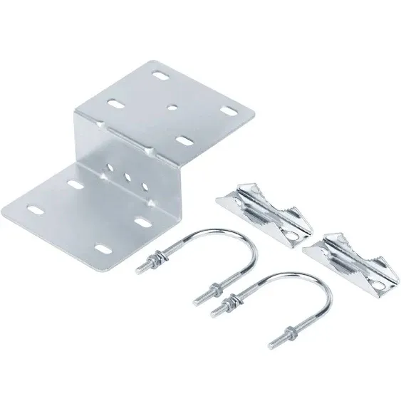 4 PCS Antenna Pole Mast Mount Bracket, Antenna Steel Pole Holder with Double U-Bolts Clamp - Adjustible 1-1/2" - 2" Mast Diameter