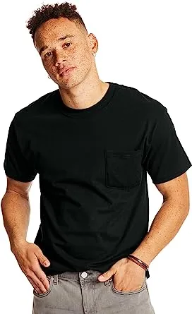 Hanes Beefy-T Unisex Pocket T-Shirt, 2-Pack - Black - Size S