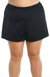 Maxine Plus Solid Jogger Elastic Waist Swim Shorts, Size: 24W, Black