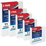 US Art Supply Multi-Pack 2-Ea of 4x4 5x7 8x10 9x12 11x14 Professional Quality Small 12oz Primed Gesso Artist Stretched Canvas