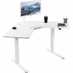 VIVO Electric Height Adjustable L-Shaped 47 x 47 inch Standing Desk, Rustic Vintage Brown Corner Table Top, Black Frame, Stand Up Workstation, DESK-E1L94N