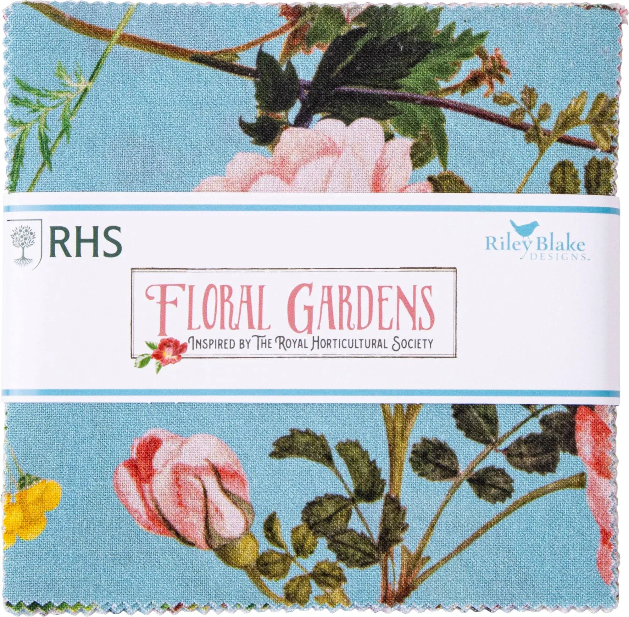 Floral Gardens ~ 5&#034; x 5&#034; Cotton Squares  $3.99 Ships ANY Amount Of Fabric