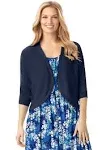 Woman Within Women's Plus Size Rib Trim Cardigan Shrug - 4X, Navy