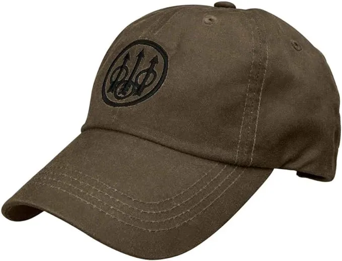 Beretta Men's Waxed Cotton Hunting Outdoor Casual Hat with Beretta Trident logo