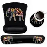 Keyboard Wrist Rest and Mouse Pad Wrist Support Set ,Colorful Elephant Ergonomic Gel Mouse Pad ,Easy Typing Pain, Size: 3