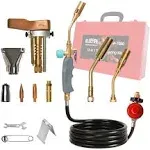 BLUEFIRE Soldering Propane Torch with Hose and Three Burners 13 in 1 Multi-Function Adjustable Flame Propane Hose Torch Kit for Brazing Large Diameter Copper Pipes，Soldering，Barbecue，Heating