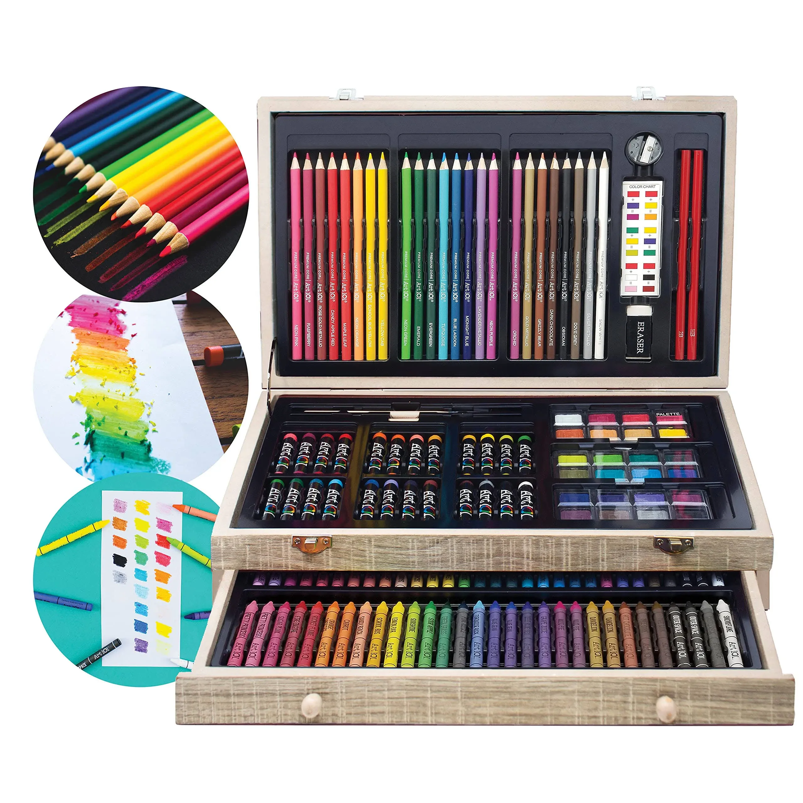 Art 101 Doodle and Color 142 Pc Art Set in a Wood Carrying Case