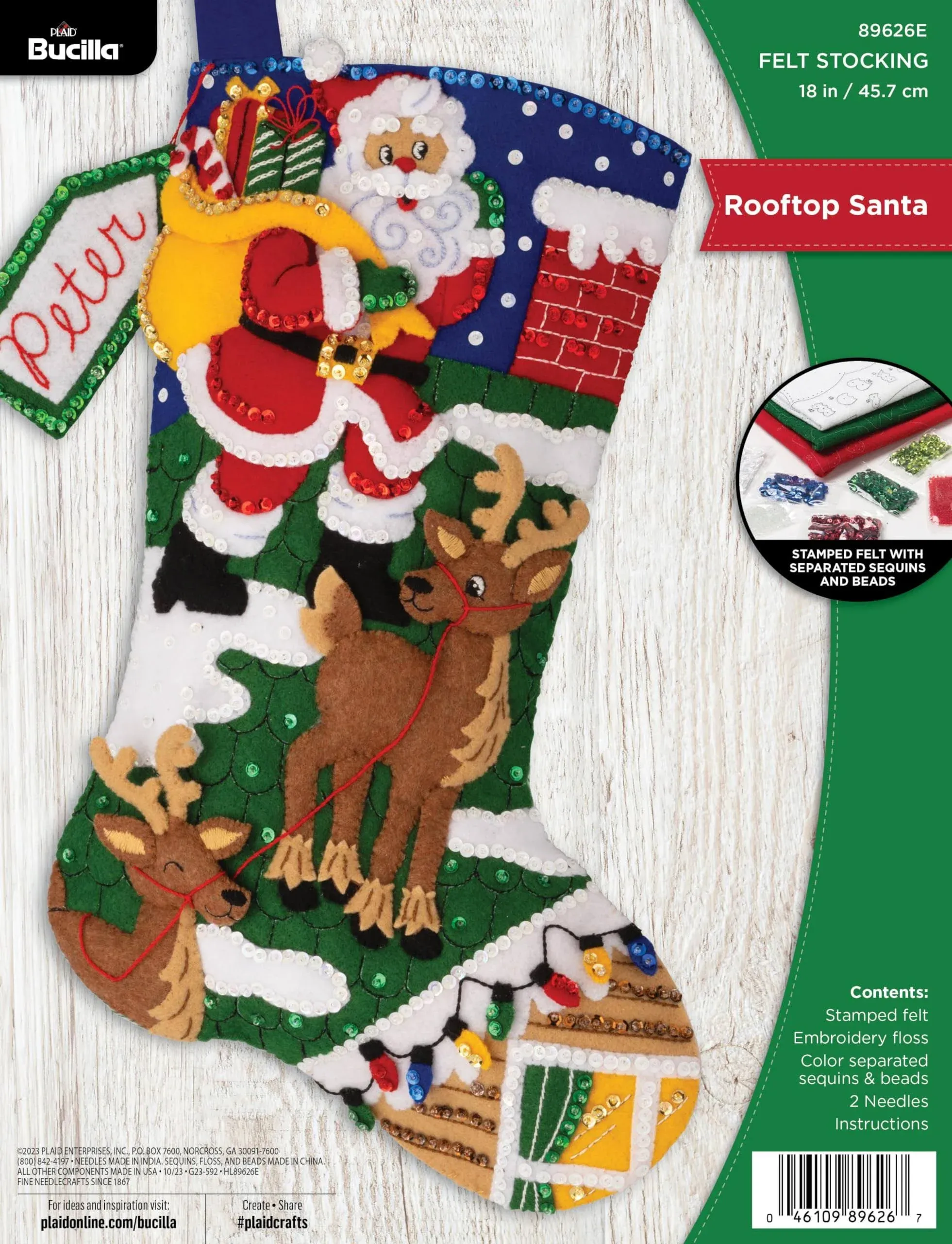 Bucilla 18" Felt Christmas Stocking Kit - Rooftop Santa