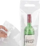 IMPRESA - Clear Plastic To Go Wine Bags with Handles - 50 Pack - Great for Restaurants, Bars, Travel, and Housewarming Gifts - Fits 25 oz Bottles - Tamper Proof Seal