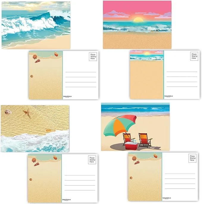 Stonehouse Collection Assorted Beach Postcards - 4 x 6 Beach Postcards - 40 Postcards